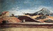Paul Cezanne Le Percement de la voie ferree avec la montagne Sainte-Victoire oil painting